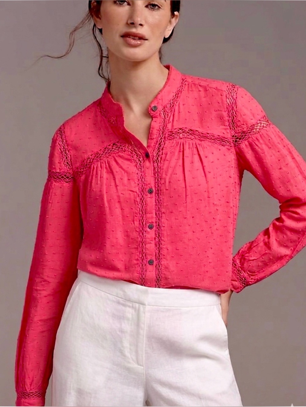 FREE PEOPLE BOHO SWISS DOT POET TOP XS/S CROCHET ROMANTIC VICTORIAN COQUETTE NEW